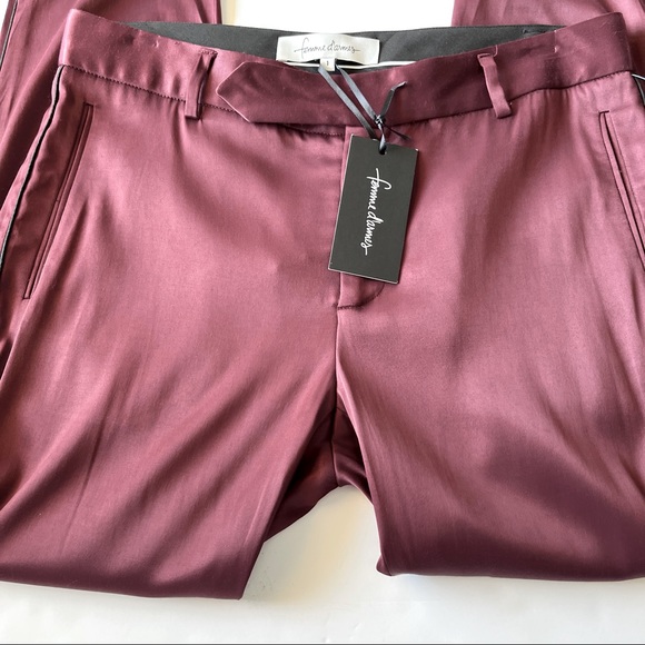 Femmes D’Armes Pants - Femmes D’armes Bordeaux Satin Pants